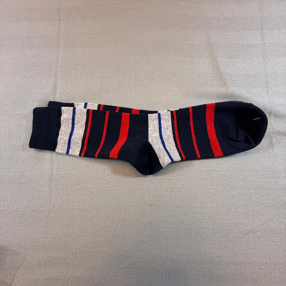 Nautica Mens Crew Socks Navy Blue Red Grey White Striped Knit Casual Dress Socks